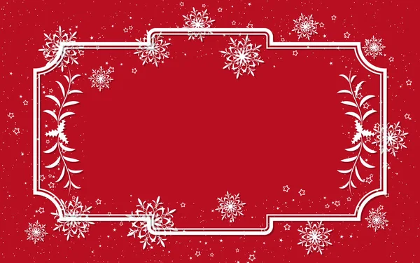Beyaz Çerçeveli Yıldızlı Kar Taneli Noel Yeni Yıl Zarif Kırmızı — Stok Vektör