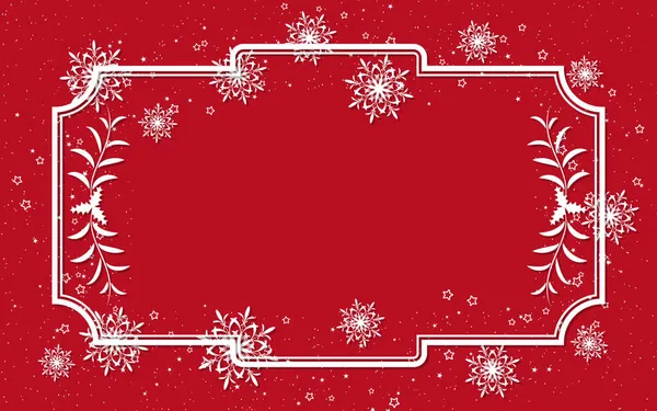 Jul Och Nyår Elegant Röd Bakgrund Med Vit Ram Stjärnor Royaltyfria illustrationer
