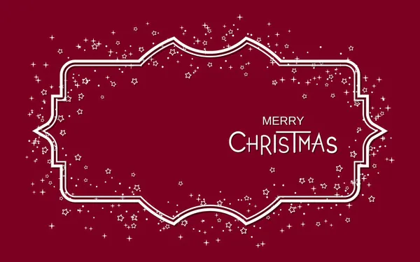 Joyeux Noël Élégant Fond Rouge Foncé Avec Cadre Blanc Flocons — Image vectorielle