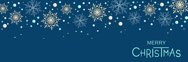 Fond Vectoriel Noël Avec Flocons Neige Modèle Conception Bannière Horizontale — Image vectorielle