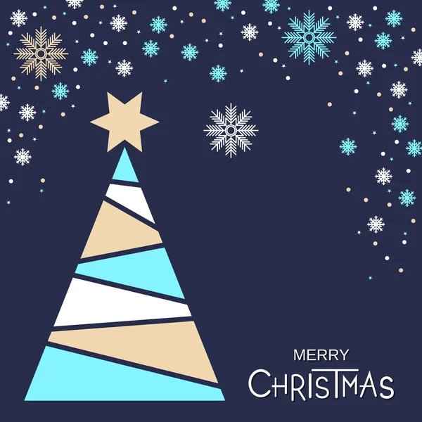 Kerst Nieuwjaar Horizontale Vector Banner Sjabloon Met Kerstboom — Stockvector