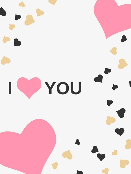 Valentine Day Banner Hearts Text Love You Greeting Card Coupon — Stock Vector