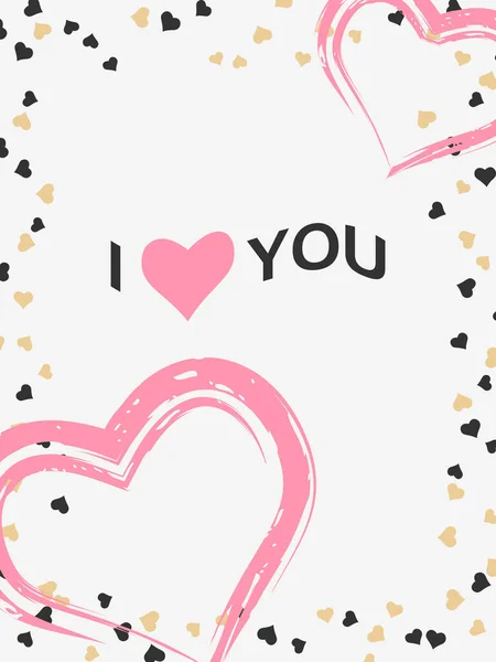 Valentine Day Banner Hearts Text Love You Greeting Card Coupon — Vetor de Stock
