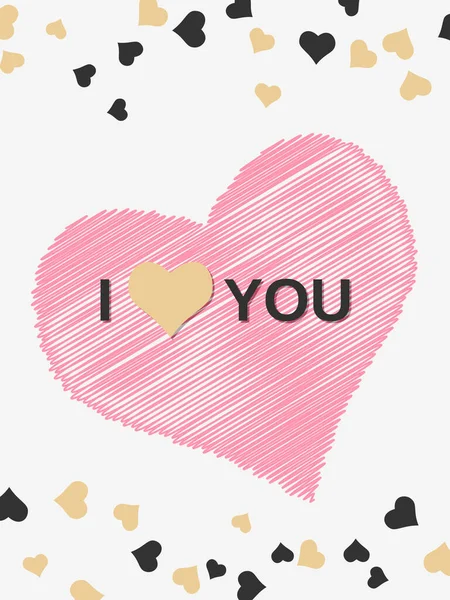 Valentine Day Banner Hearts Text Love You Greeting Card Coupon — Vetor de Stock