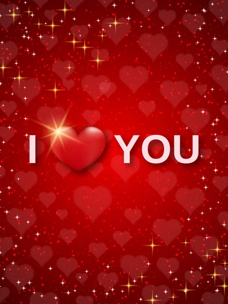 Valentine Day Banner Hearts Text Love You Greeting Card Coupon — Stock Vector