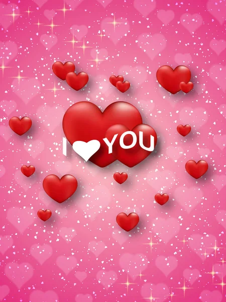 Прапор День Святого Валентина Серцями Текстом Люблю Тебе Вітальня Картка — стоковий вектор