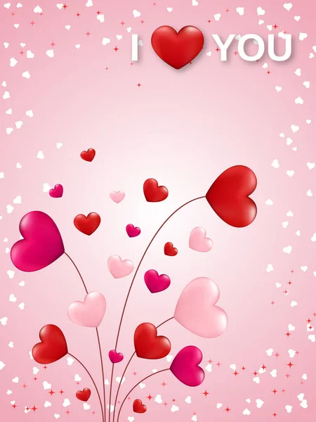 Valentine Day Banner Hearts Text Love You Greeting Card Coupon — Stock Vector