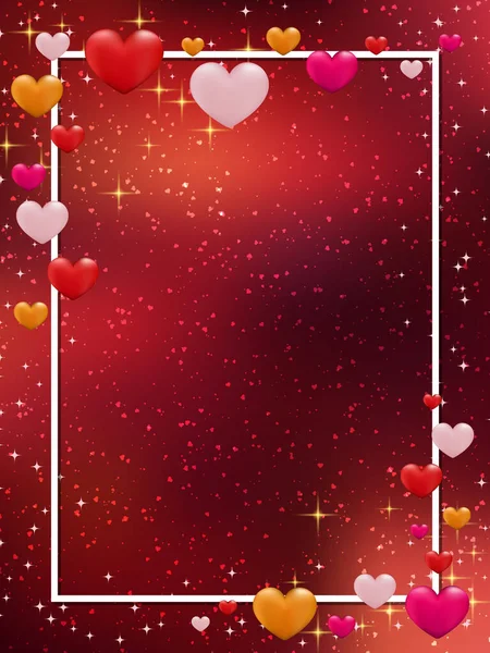 Banner Del Día San Valentín Con Corazones Marco Tarjeta Felicitación — Vector de stock