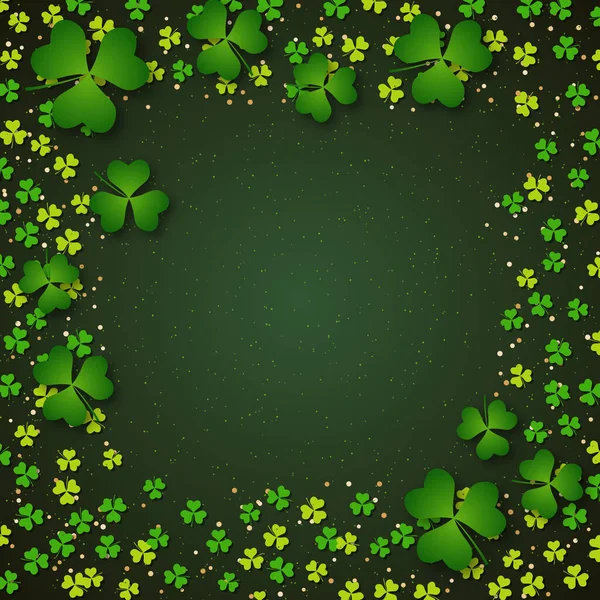 Happy Patrick Day Vector Achtergrond Met Klaver Bladeren — Stockvector