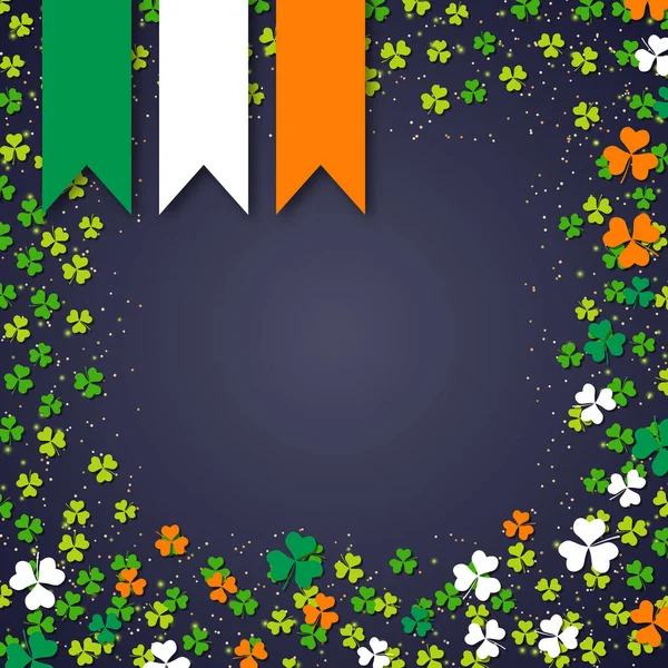 Modèle Bannière Vectorielle Saint Patrick Fond Vert Avec Des Feuilles — Image vectorielle