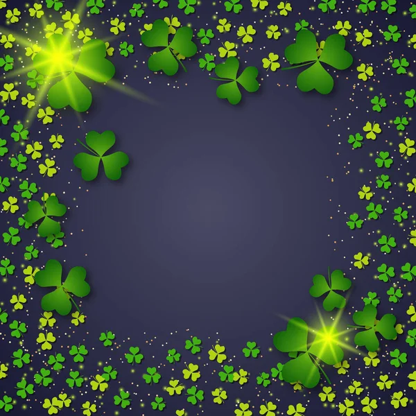 Feliz Día San Patricio Vector Fondo Con Hojas Trébol Vector De Stock