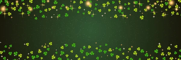Modèle Bannière Vectorielle Saint Patrick Fond Vert Avec Des Feuilles — Image vectorielle