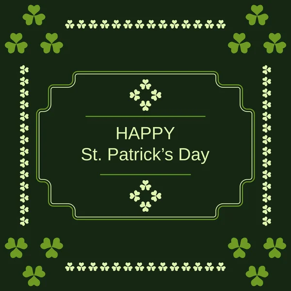 Happy Patrick Day Retro Style Vector Card Green Clover Leaves — Stock Vector
