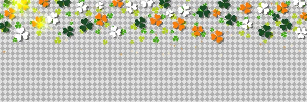 Patrick Day Vektor Banner Vorlage Bunte Kleeblätter Auf Transparentem Hintergrund — Stockvektor