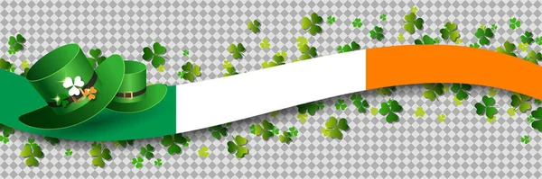 Patrick Day Vector Banner Template Colorful Clover Leaves Irish Flag Royalty Free Stock Illustrations