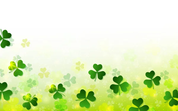 Patricks Day Vector Background Clover Leaves Light Effects 패트릭의 플라이어 — 스톡 벡터