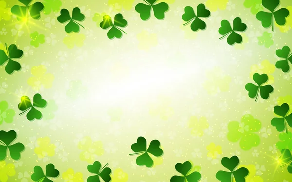 Patrick Day Vector Background Clover Leaves Light Effects Design Flyer — Stock Vector