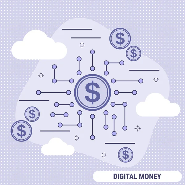 Digital Money Flat Design Style Vector Concept Illustration — Stock Vector