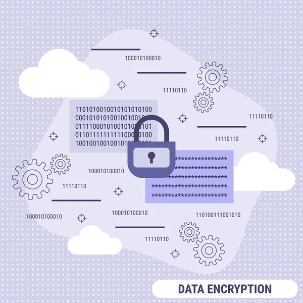 セキュリティシステムとデータ保護の概念です ベクトルイラスト データ暗号化 — ストックベクタ