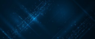 Vektör Soyut devre kartı, İllüstrasyon yüksek teknoloji bilgisayar, mühendislik, bilim ve bilgi teknolojisi koyu mavi arka plan. Yüksek teknoloji dijital teknoloji ve fütüristik konsept