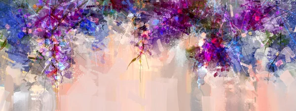 Oil Painting Colorful Spring Flowers Canvas Illustration Modern Abstract Art — Foto de Stock