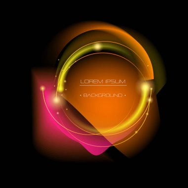 Altın çizginin soyut ışık efekti. Parlak ve parlak altın bir halka. Holografik, grafiksel renk ve akışkan çizim, pankart için sıvı şekil, poster arka planı