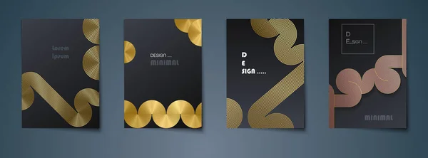 Conjunto Vectorial Patrón Línea Oro Abstracto Con Fondo Forma Geométrica — Archivo Imágenes Vectoriales