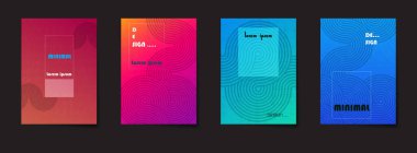 Soyut çizgi şablon arkaplanının vektör kümesi. En az modern grafik tasarımı, geometrik şekilli element, poster, şablon, kapak, broşür, broşür, afiş için parlak grafiksel arkaplan