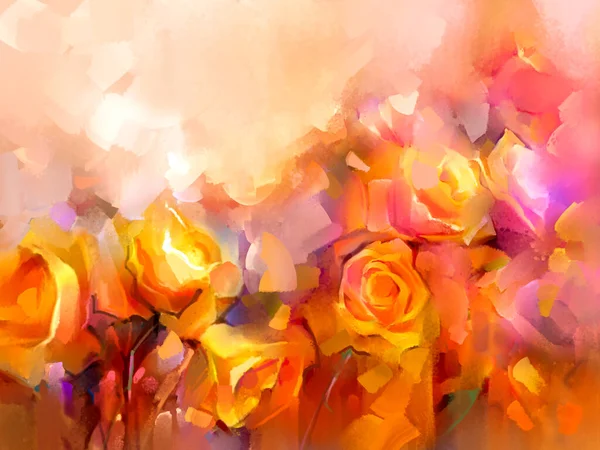 Oil Painting Colorful Spring Flowers Canvas Illustration Modern Abstract Art — Stockfoto