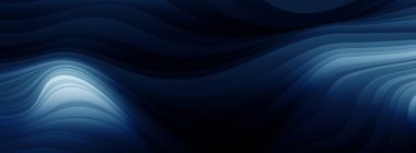 Vektör Illustration soyut çizgi desenli dalga akışı, dinamik sıvı - değişken koyu mavi arkaplan üzerinde akışkan şekil. Kapak için modern grafik tasarımı, poster. Fütürist dijital teknoloji kavramı