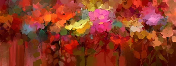 Oil Painting Colorful Spring Flowers Canvas Illustration Modern Abstract Art — стоковое фото