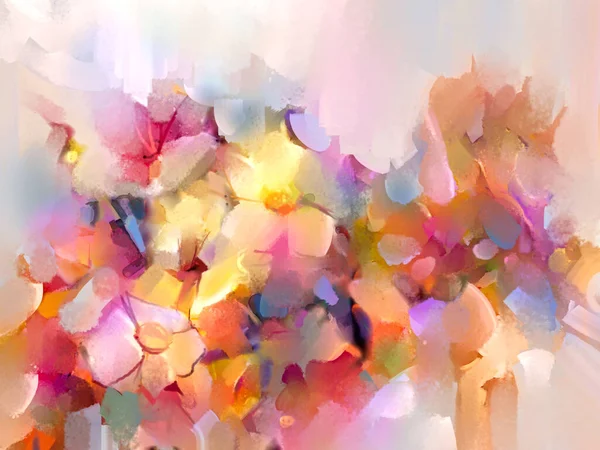 Oil Painting Colorful Spring Flowers Canvas Illustration Modern Abstract Art — 스톡 사진