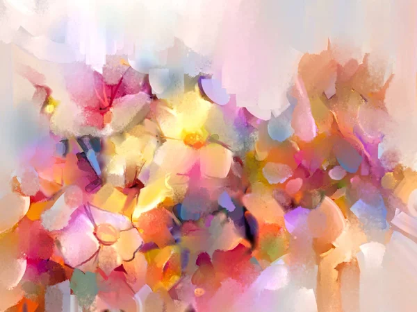Oljemålning Färgglada Vårblommor Duk Illustration Modern Abstrakt Konst Blommor Med — Stockfoto