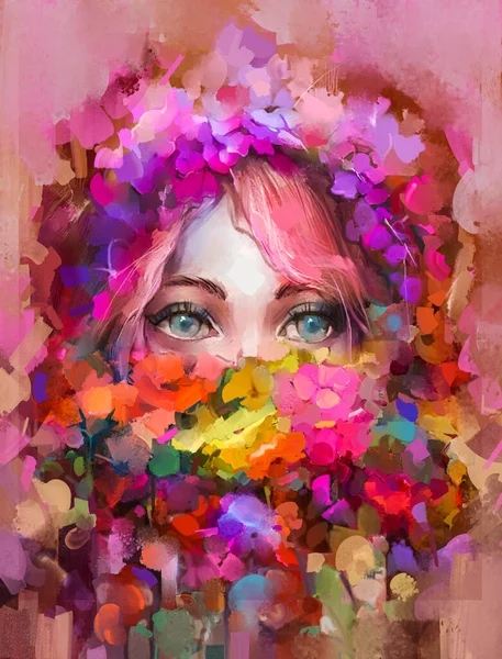 Abstract Color Paint Portrait Person Oil Painting Modern Art Beauty — Stockfoto