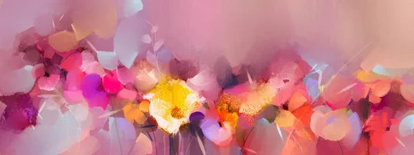 Oil Painting Colorful Spring Flowers Canvas Illustration Modern Abstract Art — Foto de Stock