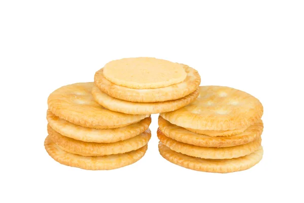 Cracker Krém Sýr Izolované Bílém Pozadí — Stock fotografie