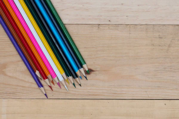 Pencils Color Wood Table — Stock Photo, Image