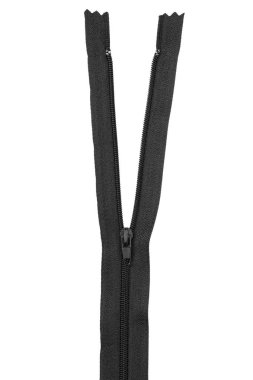 Siyah fermuar beyaz arkaplanda izole edildi.