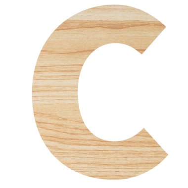 Ahşap desenli İngiliz alfabesi beyaz arkaplan kesme yolunda izole edildi