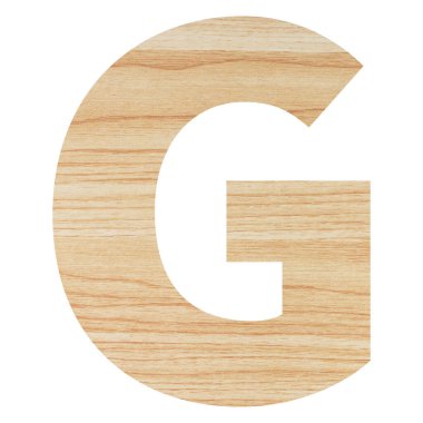 Ahşap desenli İngiliz alfabesi beyaz arkaplan kesme yolunda izole edildi