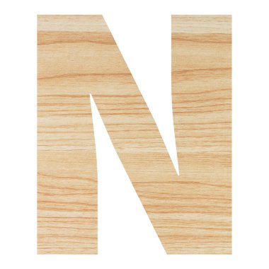 Ahşap desenli İngiliz alfabesi beyaz arkaplan kesme yolunda izole edildi