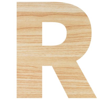 Ahşap desenli İngiliz alfabesi beyaz arkaplan kesme yolunda izole edildi