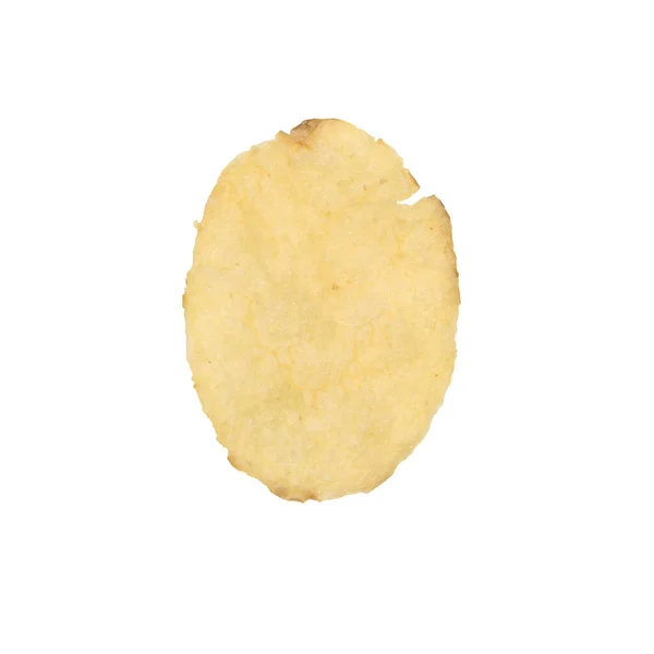 Single Potato Chip Isolerad Vit Bakgrund — Stockfoto