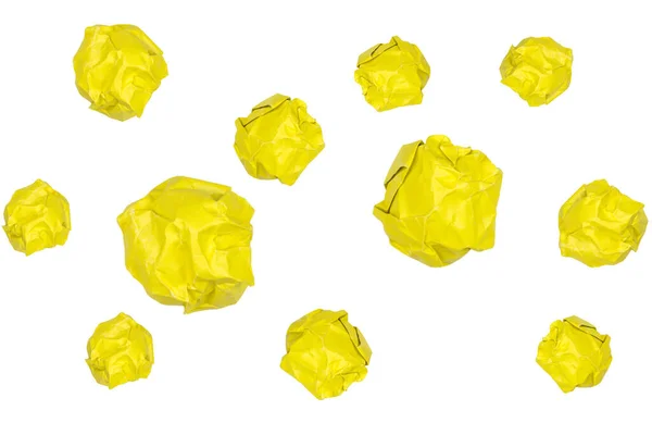 Gelbe Papierkugeln Isoliert Auf Weißem Hintergrund — Stockfoto
