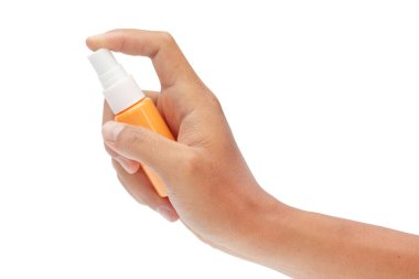 Beyaz arka planda izole edilmiş el yapımı sprey şişesi - kırpma yolları.