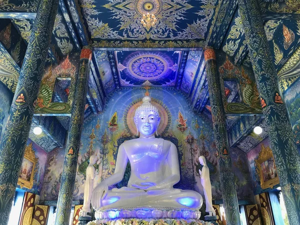 December 2018 Wat Rong Sua Ten Een Beroemde Tempel Chiang — Stockfoto