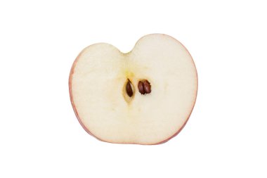 Beyaz arkaplanda izole edilmiş taze elma dilimi - kırpma bölümü