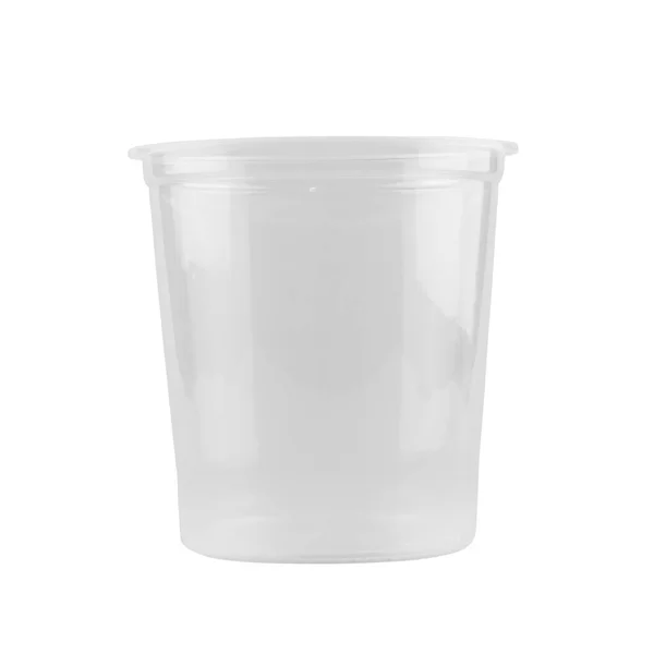 白色背景图隔离的空塑料杯 剪切路径 — 图库照片