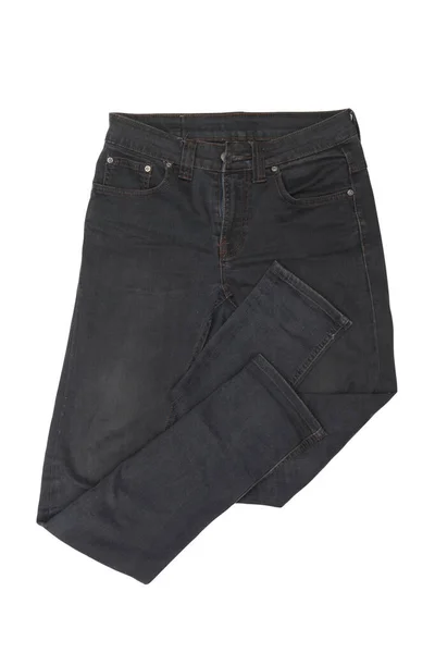 Zwarte Jeans Geïsoleerd Witte Achtergrond Clipping Pad — Stockfoto