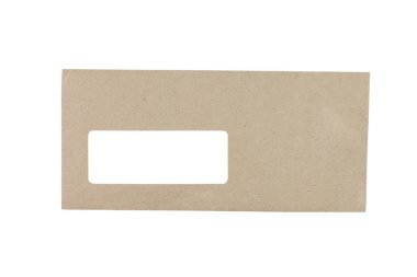 kahverengi zarf beyaz arkaplanda izole edildi - kırpma yolu